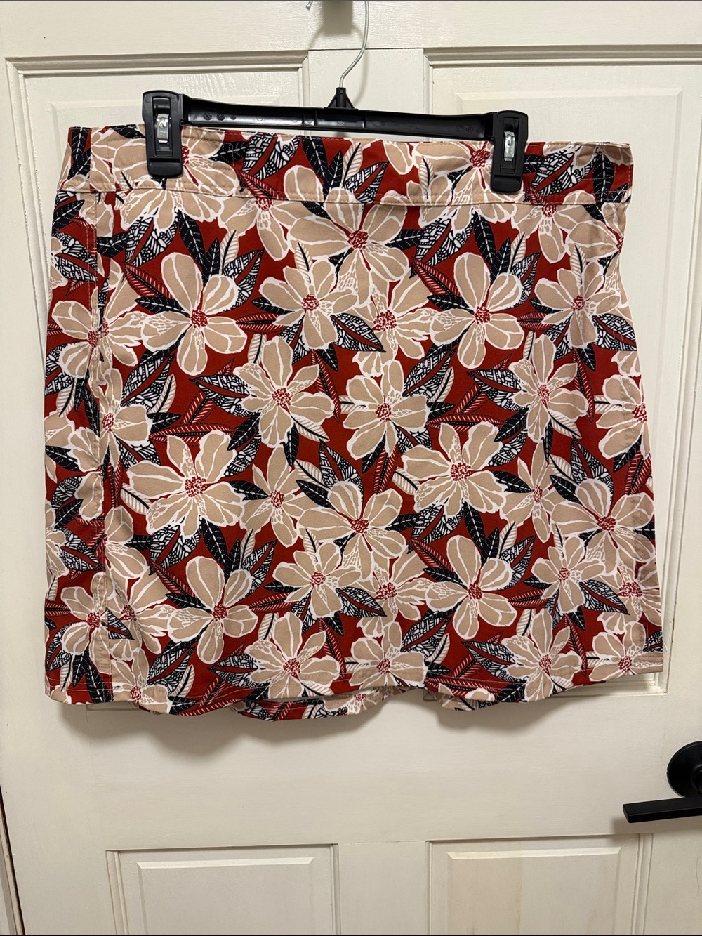 Rip skirt Hawaii Floral A-Line Mini Skirt in Rust and Cream -Size XL